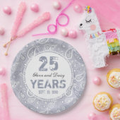 25e Silver Wedding Jubileum Paisley Pattern Papieren Bordje (Feest)