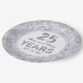 25e Silver Wedding Jubileum Paisley Pattern Papieren Bordje (Gekanteld)