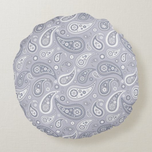 25e Silver Wedding Jubileum Paisley Pattern Rond Kussen (Achterkant)