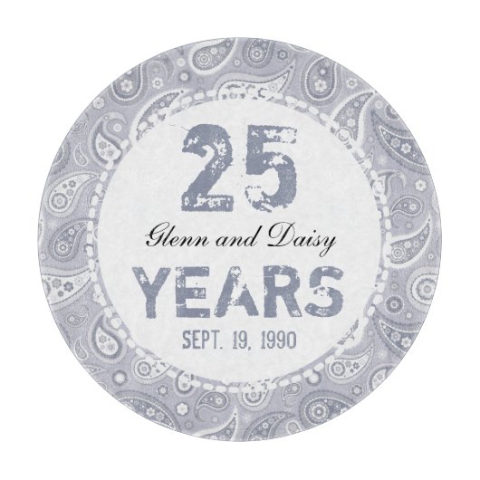 25e Silver Wedding Jubileum Paisley Pattern Snijplank (Voorkant)