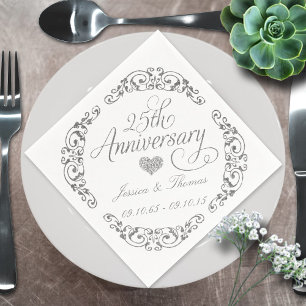 25e Silver Wedding Jubileum Paper Napkins Servet