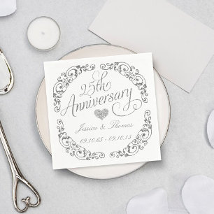 25e Silver Wedding Jubileum Paper Napkins Servetten