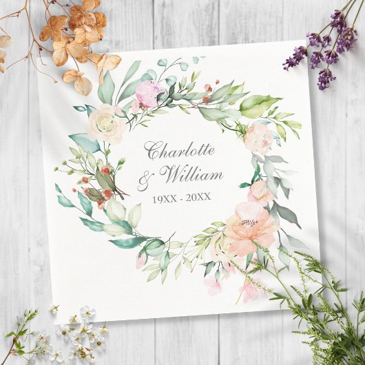 25e Silver Wedding Jubileum Rozen Waterverf Servet