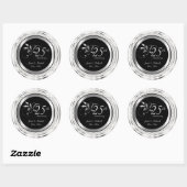 25e Silver Wedding Jubileum - Witte Damask Ronde Sticker (Vel)