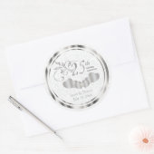 25e Silver Wedding Jubileum - Witte Damask Ronde Sticker (Envelop)