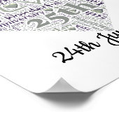 25e Silver Wedding Jubileum Word Art-afdrukken Poster (Hoek)