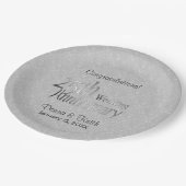 25e stijlvol zilver-Jubileum Papieren Bordje (Gekanteld)