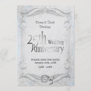 25e stijlvol zilver-Jubileum Save The Date