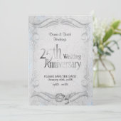 25e stijlvol zilver-Jubileum Save The Date (Staand voorkant)