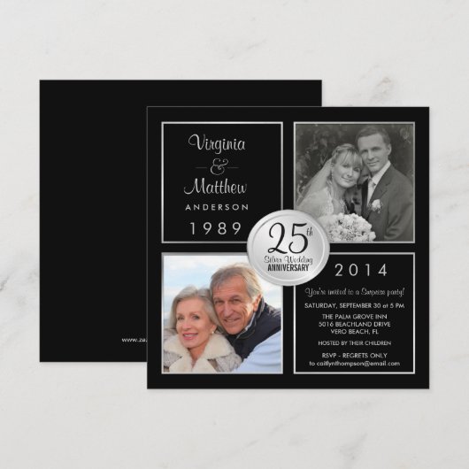 25e Surprisefeest ter ere van hun zilveren bruilof Kaart (Voorkant / Achterkant)