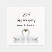 25e trouwdag blanke zwanen houden van liefde servet (Voorkant)