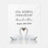 25e trouwdag: blanke zwanen uit liefde fleece deken (Voorkant)