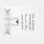 25e trouwdag: blanke zwanen uit liefde fleece deken (Voorkant (Horizontaal))