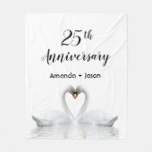 25e trouwdag: blanke zwanen uit liefde fleece deken (Voorkant)