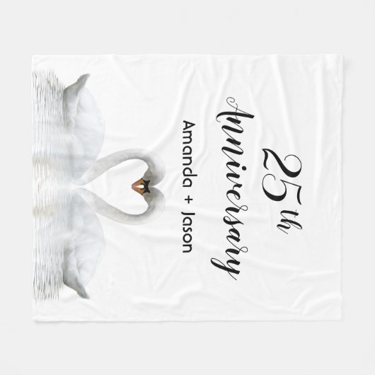 25e trouwdag: blanke zwanen uit liefde fleece deken (Voorkant (Horizontaal))
