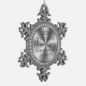 25e trouwdag diamanten & zilver tin sneeuwvlok ornament (Links)