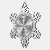 25e trouwdag diamanten & zilver tin sneeuwvlok ornament (Rechts)
