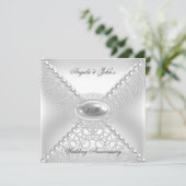 25e trouwdag Elegante Parel Wit Kaart (Staand voorkant)