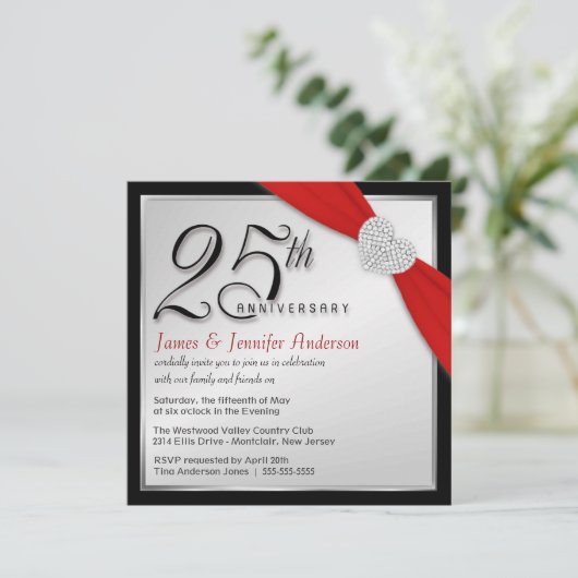 25e trouwdag - Elegante uitnodigingen (Staand voorkant)