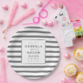 25e trouwdag Elegante zilveren streep Papieren Bordje (Feest)