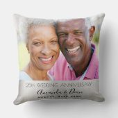 25e trouwdag foto zilver stijlvol kussen (Achterkant)
