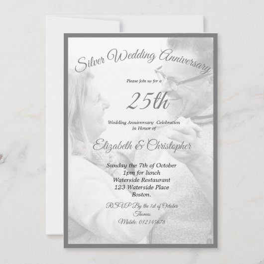 25e trouwdag foto zilver zwart wit kaart (Achterkant)