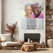 25e trouwdag foto zilveren elegant wandkleed