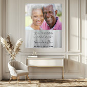 25e trouwdag foto zilveren elegant wandkleed