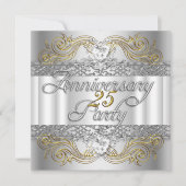 25e trouwdag jubileum zilver wit goud kaart (Voorkant)