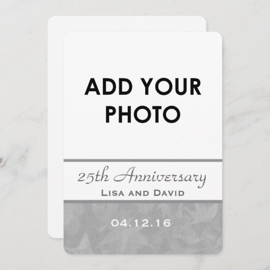 25e trouwdag jubileum Zilveren Gedempte Bladeren B Kaart (Voorkant / Achterkant)