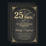 25e trouwdag - krijtbord goud kaart<br><div class="desc">Gouden uitnodiging voor 25e trouwdag. Elegant retro vintage ontwerp met namaakgoud en zwart krijtbordpatroon. Kenmerken scriptlettertype. Proost op 25 jaar! Kan worden gepersonaliseerd tot elk jaar van het huwelijk! Stuur me een bericht als je verdere aanpassing nodig hebt.</div>