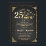 25e trouwdag - krijtbord goud kaart<br><div class="desc">Gouden uitnodiging voor 25e trouwdag. Elegant retro vintage ontwerp met namaakgoud en zwart krijtbordpatroon. Kenmerken scriptlettertype. Proost op 25 jaar! Kan worden gepersonaliseerd tot elk jaar van het huwelijk! Stuur me een bericht als je verdere aanpassing nodig hebt.</div>