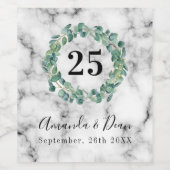 25e trouwdag marmeren groene krans wijn etiket (Enkel label)