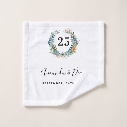25e trouwdag met eucalyptus baard bad handdoek (Wasdoekje)