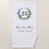 25e trouwdag met eucalyptus baard strandlaken (Voorkant)