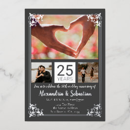 25e trouwdag met lijst folie uitnodiging
