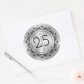 25e trouwdag met zwarte kant & zilver ronde sticker (Envelop)