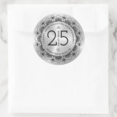 25e trouwdag met zwarte kant & zilver ronde sticker (Tas)