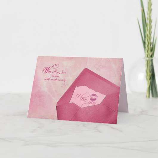 25e trouwdag op enveloppe feestdagen kaart (Voorkant)