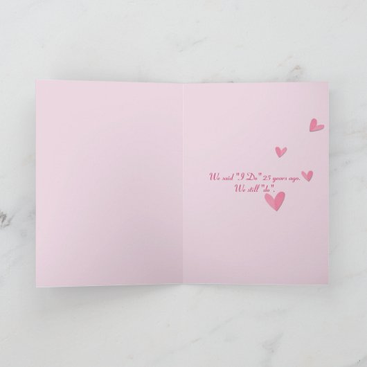 25e trouwdag op enveloppe feestdagen kaart (Binnen)