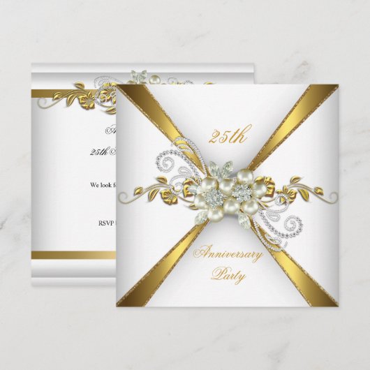 25e trouwdag Parel Goud Zilver Kaart (Voorkant / Achterkant)