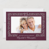 25e trouwdag pruim zilver foto kaart (Voorkant)