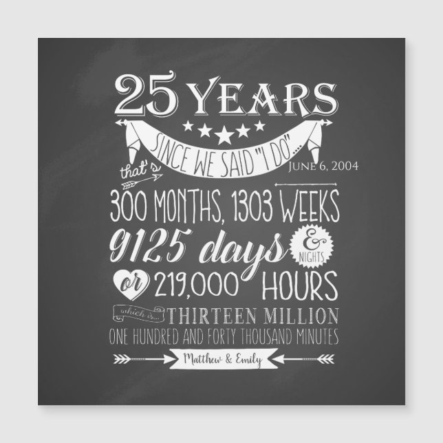 25e trouwdag, schoolbord, 25 jaar (Voorkant)