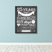 25e trouwdag, schoolbord, 25 jaar canvas afdruk (Insitu (Houten vloer))