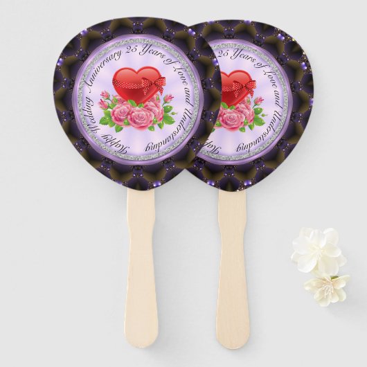 25e trouwdag Set van fans Handwaaier (Voorkant en achterkant)