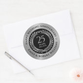 25e trouwdag silv laurierkrans Diner Ronde Sticker (Envelop)
