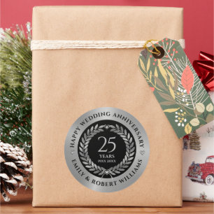 25e trouwdag silv laurierkrans Diner Ronde Sticker