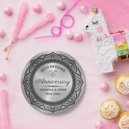 25e trouwdag sjabloon islamitisch ontwerp d papieren bordje (Feest)