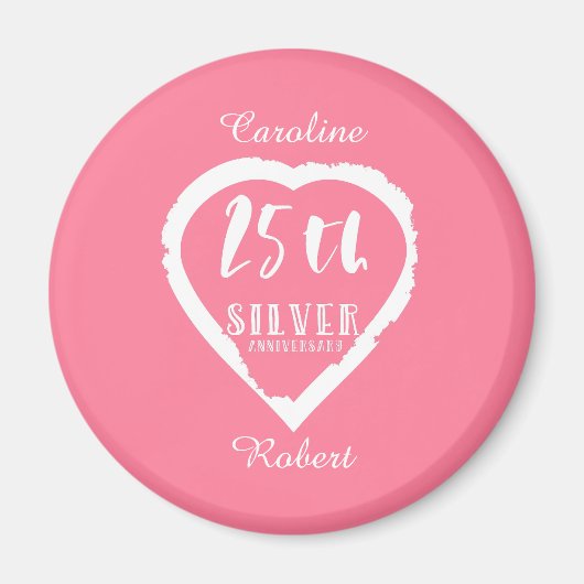 25e trouwdag traditioneel zilver magneet (Voorkant)