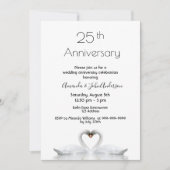 25e trouwdag twee zwanen uit liefde wit kaart (Voorkant)